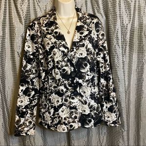 Coldwater Creek | White Black Roses Medium Jacket